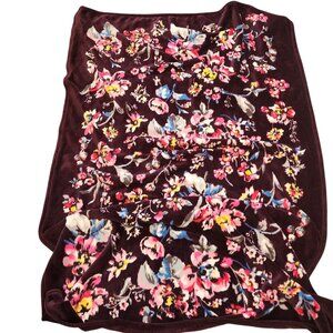 Vera Bradley Plush Throw Blanket INDIANA ROSE Floral BURGUNDY 89 x 52